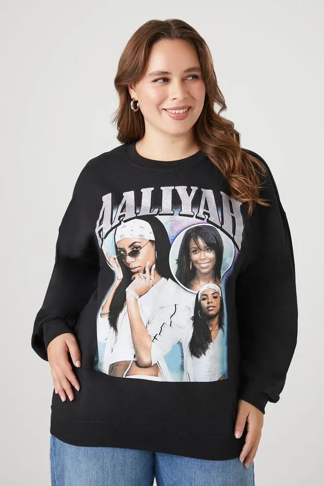 Women's Aaliyah Graphic Pullover in Black, 2X