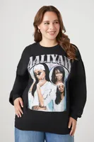 Women's Aaliyah Graphic Pullover in Black, 0X