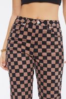 Women's Checkered Print Jeans in Taupe/Black, 28