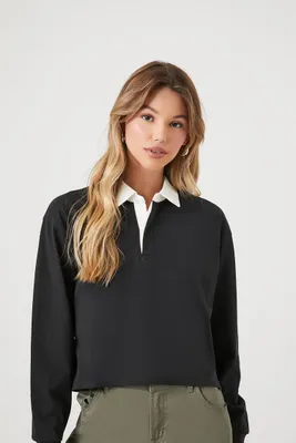 Women's Cropped Long-Sleeve Rugby Shirt