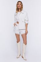 Women's Tweed Frayed-Trim Shacket in White/White Large