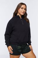 Women's Active Cropped Half-Zip Hoodie in Black, 1X