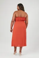 Women's Ruffle Cami Maxi Dress in Rust, 3X