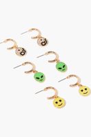 Women's Alien Charm Hoop Earring Set in Yellow/Gold