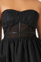 Women's Caged Mesh Sweetheart Mini Dress in Black Small