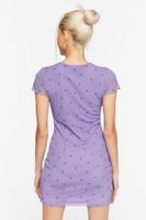 Women's Lightning Bolt Print Mesh Mini Dress in Purple Small