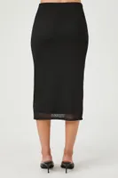 Women's Mesh Ruched Midi Skirt