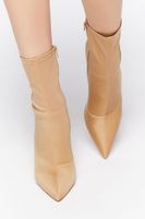 Women's Pointed-Toe Stiletto Sock Booties in Nude, 8