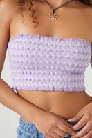 Women's Sweater-Knit Geo Cropped Tube Top Dusty Lavender