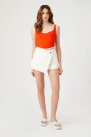 Women's Ringer Crop Top in Fiery Red/Cream Large