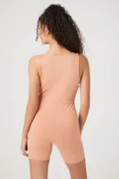 Women's Plunging Sleeveless Romper Almond