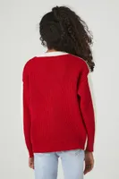 Girls Colorblock Sweater (Kids) in Cream/Red, 11/12