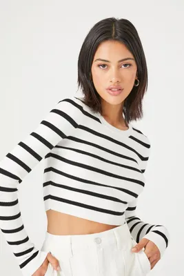 John Galt White & Black Thin Striped Brianna Sweater