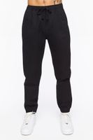 Men Drawstring Waist Joggers in Black Large