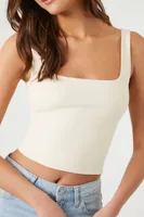 Women's Contour Sculpt Cropped Tank Top in Cream Small