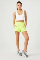 Women's Active Shirred Shorts in Neon Yellow Medium