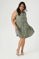 Women's Tiered Mini Dress in Olive, 3X