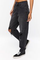 Women's Recycled Cotton Distressed Jeans in Washed Black, 28