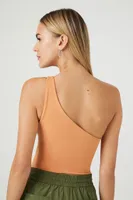 Women's Contour One-Shoulder Bodysuit in Toasted Almond, XS