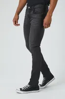 Men Stretch-Denim Skinny Jeans Washed Black,