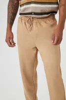 Men Faux Suede Drawstring Joggers in Camel Large