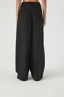 Women's Mid-Rise Wide-Leg Trouser Pants in Black Medium