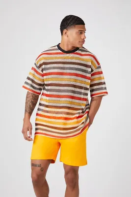 Men Cotton-Blend Drawstring Shorts in Sunset Large