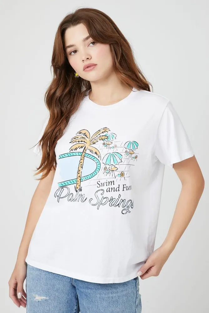 Women's Palm Springs Graphic T-Shirt in White, M/L