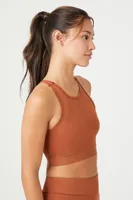 Women's Strappy Seamed Longline Sports Bra in Chestnut Medium