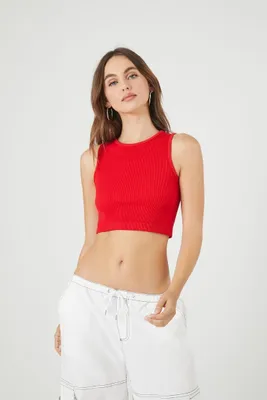 Women's Seamless Cropped Tank Top in Red, L/XL