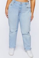 Women's Baggy Distressed Jeans in Light Denim, 14