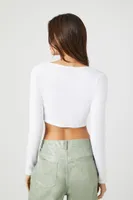 Women's Plunging Corset-Inspired Crop Top in White Small