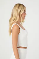 Women's Curved Hem Bustier Crop Top in Vanilla, XL