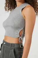 Women's Ruched Drawstring Crop Top Heather