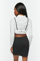 Women's Cropped Shirt & Suspender Combo Dress in White/Black Medium