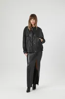 Women's Faux Leather Drop-Shoulder Jacket in Black Small