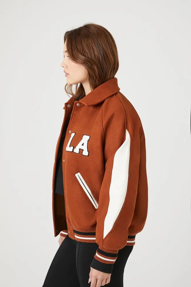 Women's Varsity LA Letterman Jacket in Brown Small