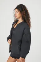 Women's Faux Shearling Bomber Jacket in Black Small