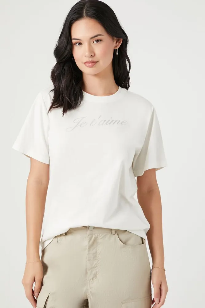 Women's Je T'aime Graphic T-Shirt Cream