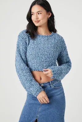 Women's Marled Knit Cropped Sweater Dusty