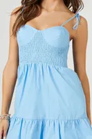 Women's Sweetheart Tie-Strap Mini Dress in Light Blue, XL