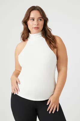 Women's Sleeveless Turtleneck Top in Cream, 2X