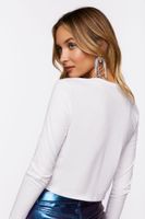 Women's Lace-Up Cutout Cropped T-Shirt in White Small