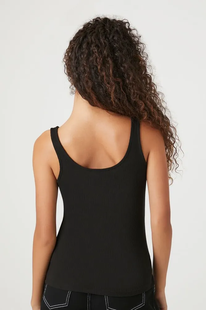 Women's Cotton-Blend Tank Top in Black Large