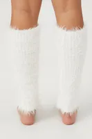 Fuzzy Knit Leg Warmers in Vanilla