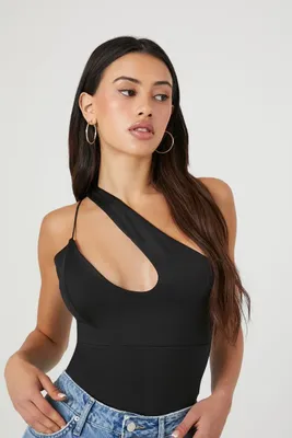Women's Cutout One-Shoulder Bodysuit Black