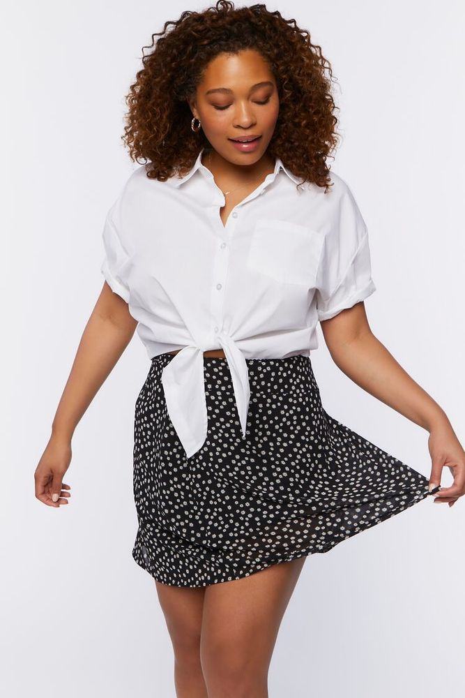 Women's A-Line Mini Skirt in Black/White, 0X