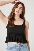 Women's Ribbed Knit Flounce Tank Top