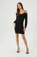 Women's Open-Shoulder Sweater Mini Dress