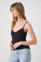 Women's V-Neck Cropped Cami in Black, XL